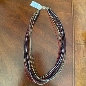 NWT Erica Lyons Multi Beaded Necklace in Black/Red/Silver/Gold.